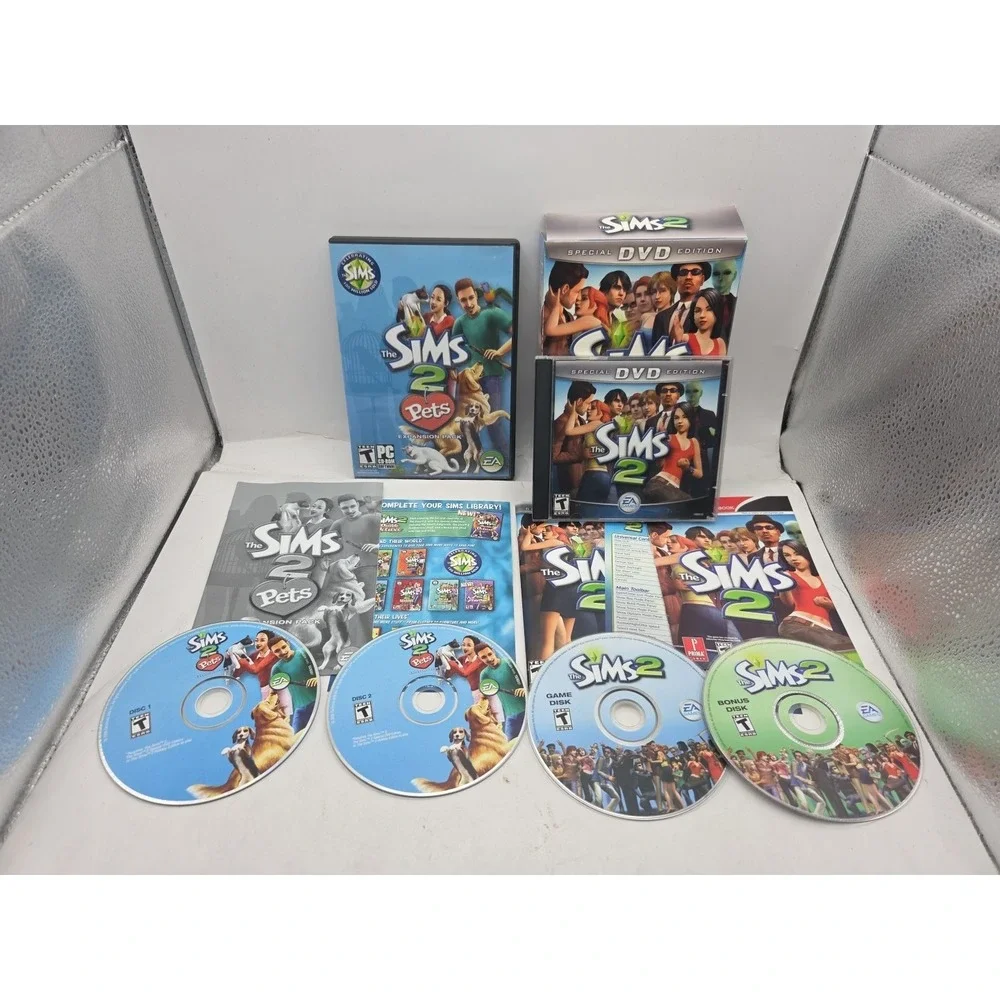 The Sims 2 PC DVD-ROM 2004 Special DVD Edition CIB W/ Sims 2 Pets CIB Bundle